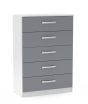 Lynx White Grey 5 Drawer Chest