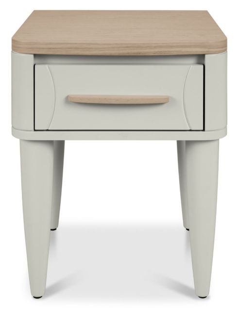 Larsen Scandi Oak & Soft Grey 1 Drawer Nightstandby Bentley Designs | Style Our Home