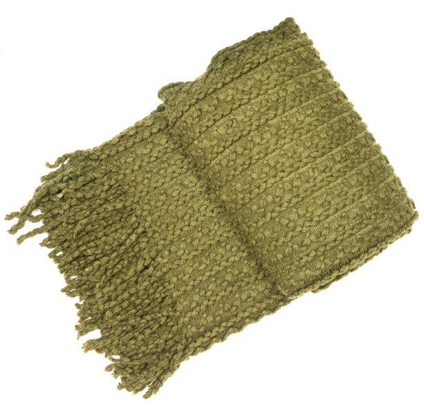 Olive Barley Twist Throw W. Tassels by Malini | Style Our Home