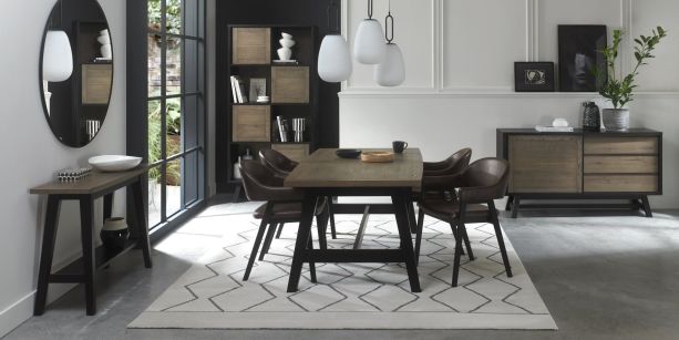 Camden Weathered Oak 4-6 Seater Table & 4 Arm Chairs in Old West Vintage by Bentley Designs | Style Our Home