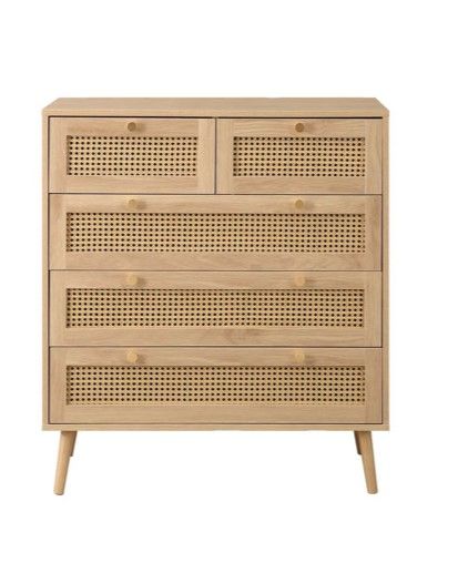 Croxley 5 Drawer Rattan Chest Oak by Birlea | Style Our Home