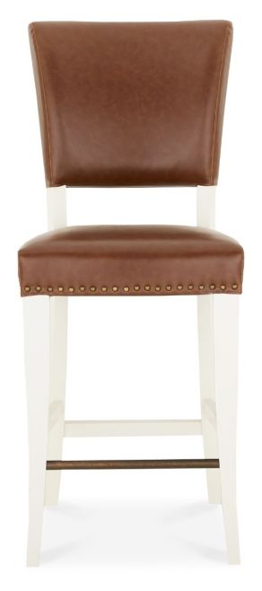 Belgrave Ivory Bar Stool - Rustic Tan Faux Leather (Pair) by Bentley Designs | Style Our Home