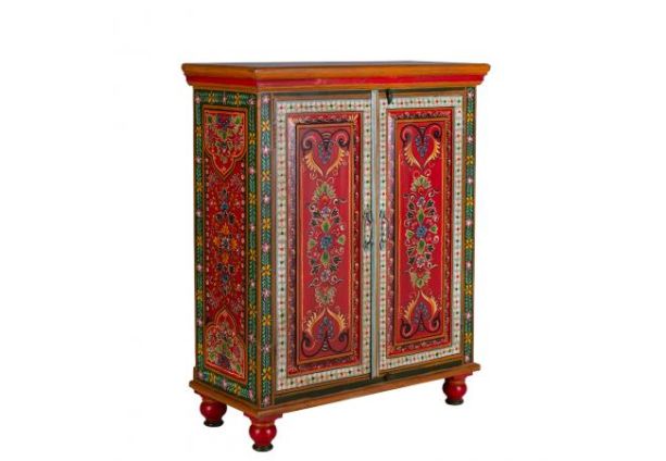 Carnival Hand Painted Vintage Folk Pattern 2 Door Cabinet