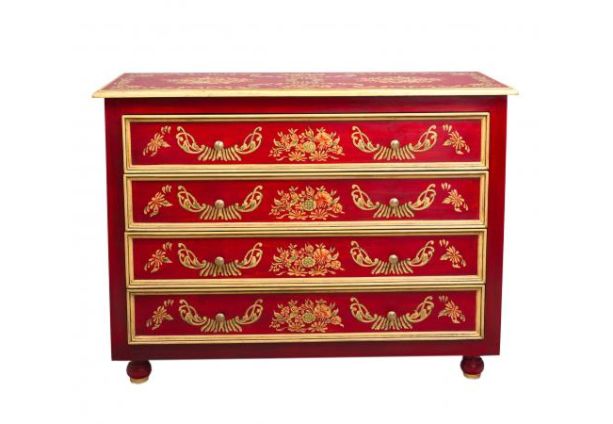 Red Floral Design 4 Drawer Chest by Quirky Barn | Style Our Home
