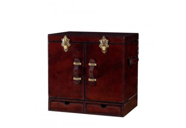 Handcrafted Leather Mini Bar Cabinet - Cognac by Quirky Barn | Style Our Home