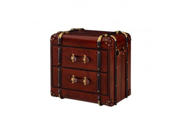 Handcrafted Leather 2 Drawer Side Table Trunk - Cognac by Quirky Barn | Style Our Home