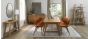 Camden Rustic Oak Upholstered Chair in a Rust Velvet Fabric (Pair) by Bentley Designs | Style Our Home