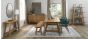Camden Rustic Oak 4-6 Seater Table & 2 Arm Chairs inzure Velvet & Small Bench by Bentley Designs | Style Our Home