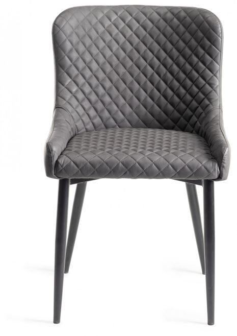 Indus Rustic Oak 6-8 Seater Table & 6 Cezanne Dark Grey Faux Leather Chairs - Black Legs by Bentley Designs | Style Our Home