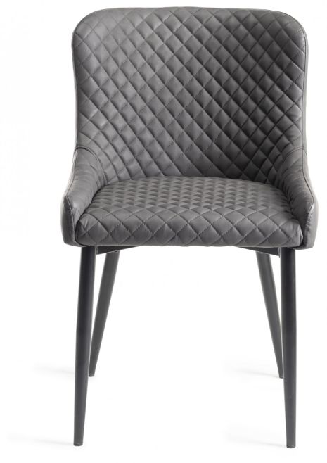 Logan Fumed Oak 6 Seater Table & 6 Cezanne Dark Grey Faux Leather Chairs - Black Legs by Bentley Designs | Style Our Home