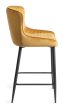 Upholstered Mustard Velvet Diamond Bar Stool with Black Frame (Pair)