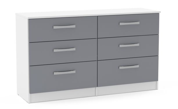 Lynx White Grey 6 Drawer Chest