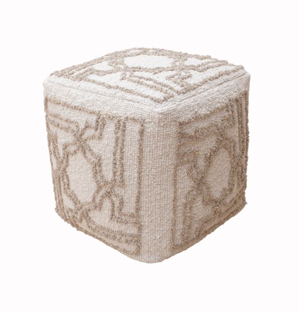 Mogila Ivory & Beige Pouffe By Libra | Style Our Home