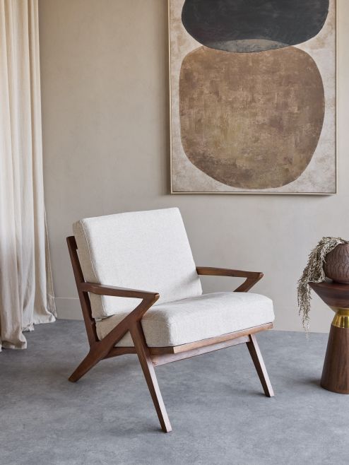 Athea Wooden Natural Upholstered Armchair by Ora Designs | Style Our Home