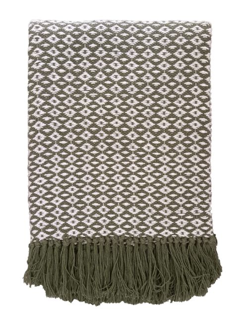 Cotton Diamond Weave Throw Green by Malini | Style Our Home