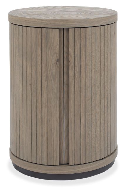 Vega Grey Oiled Oak & Peppercorn Round Lamp Table by Bentley Designs | Style Our Home