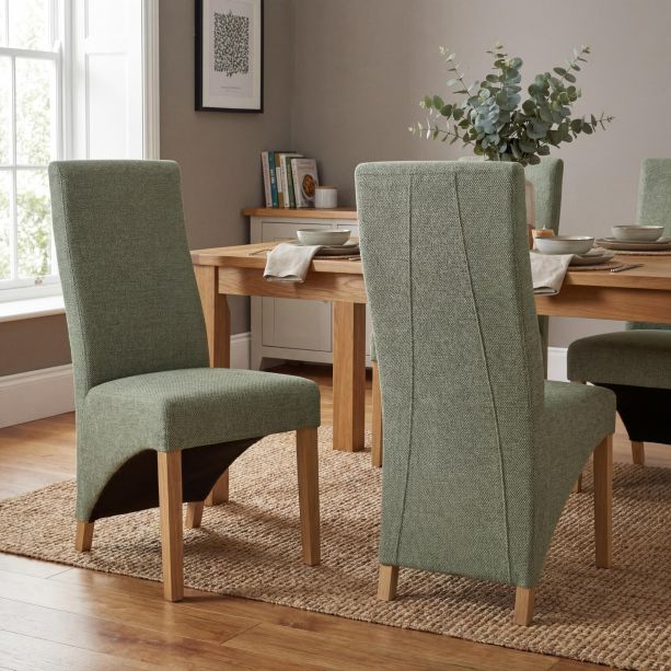Harrinson Green Hexagonal Weave Wave Back Dining Chair – Natural Legs (2pk) by Shankar | Style Our Home