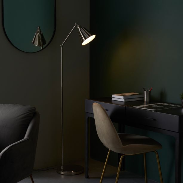 Halano Task Floor Lamp Bright Nickel by Gallary Living | Style Our Home