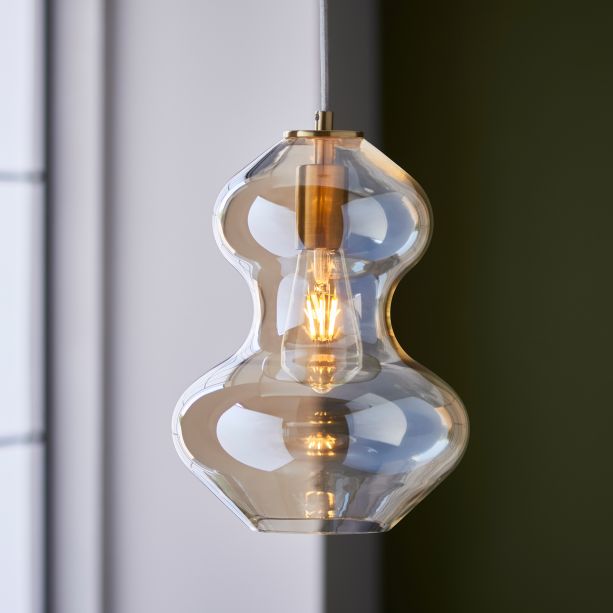 Keldano Shaped Pendant Satin Brass Champagne by Gallary Living | Style Our Home