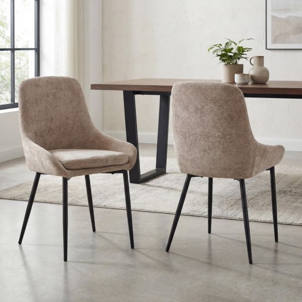 Veroton Mink Upholstered Dining Chair with Curved Back and Metal Legs (4pk) by Shankar | Style Our Home