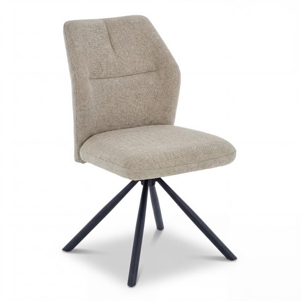 Lumiridge Mink Ribbed Fabric Swivel Dining Chair with Black Metal Legs (4pk) by Shankar | Style Our Home