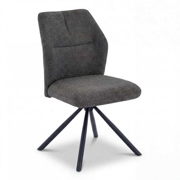 Lumiridge Charcoal Ribbed Fabric Swivel Dining Chair with Black Metal Legs (4pk) by Shankar | Style Our Home