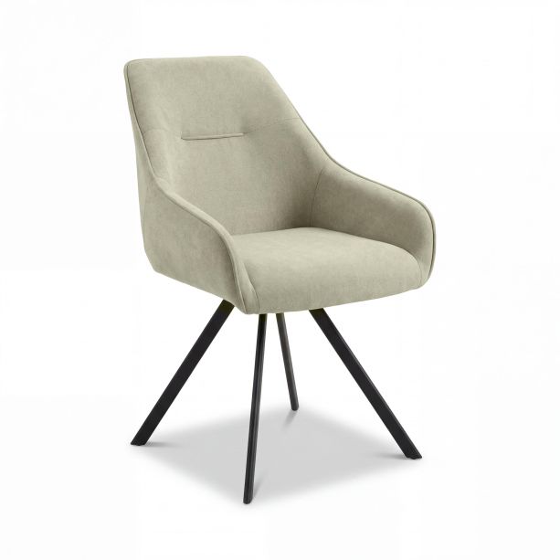 Lumiridge Dark Oatmeal Fabric Swivel Dining Chair with Black Metal Legs (2pk) by Shankar | Style Our Home