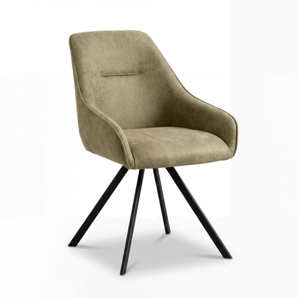 Lumiridge Brown Fabric Swivel Dining Chair with Black Metal Legs (2pk) by Shankar | Style Our Home