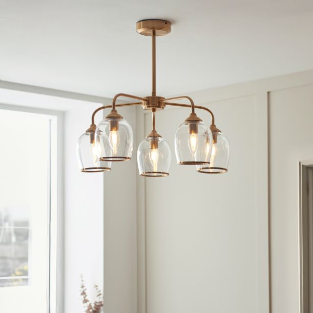 Ashcrano 5 Pendant Light Brushed Aged Brass by Gallary Living | Style Our Home