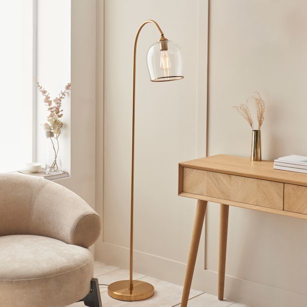 Ashcrano Floor Light Brushed Aged Brass by Gallary Living | Style Our Home