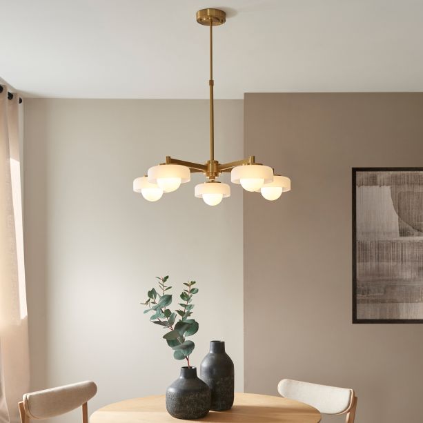 Bossano 5 Pendant Light Brushed Aged Brass by Gallary Living | Style Our Home