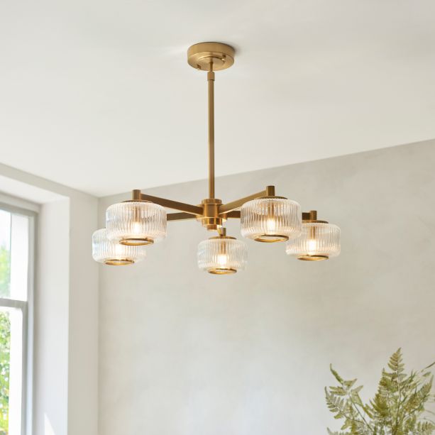 Stamfano 5 Pendant Light Brushed Aged Brass by Gallary Living | Style Our Home
