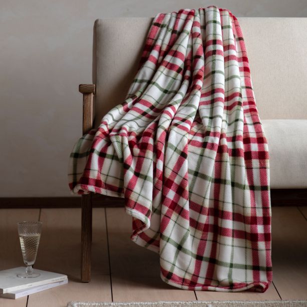Heritano Check Rolled Fleece Red by Gallary Living | Style Our Home
