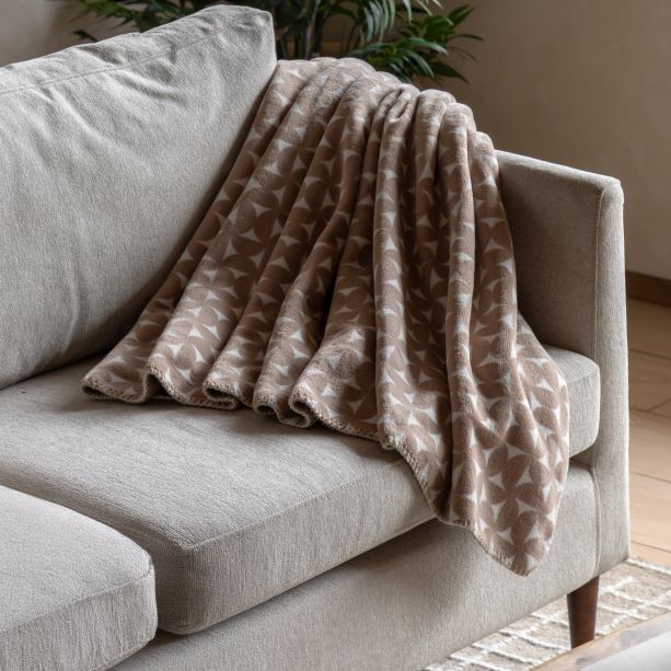 Moderno Geo Flannel Throw Taupe by Gallary Living | Style Our Home