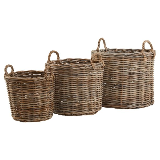 Set of 3 Kubu Rattan Round Storage Baskets by Hill Interiors | Style Our Home  