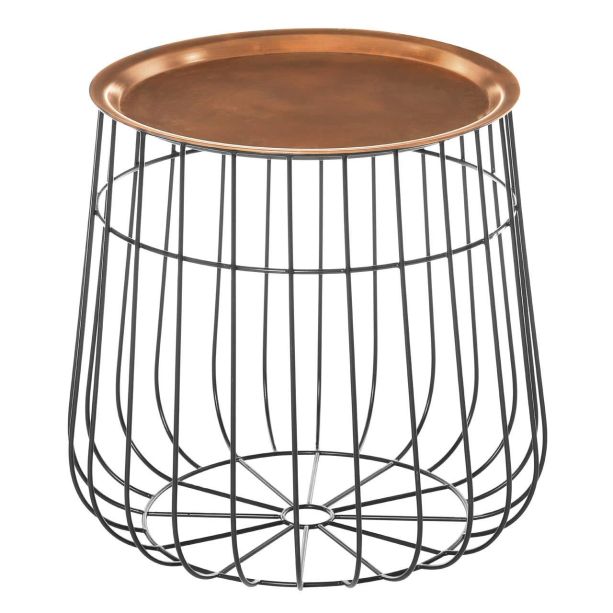 Templexa Copper Tray And Black Finish Side Table by Prestige Designs | Style Our Home
