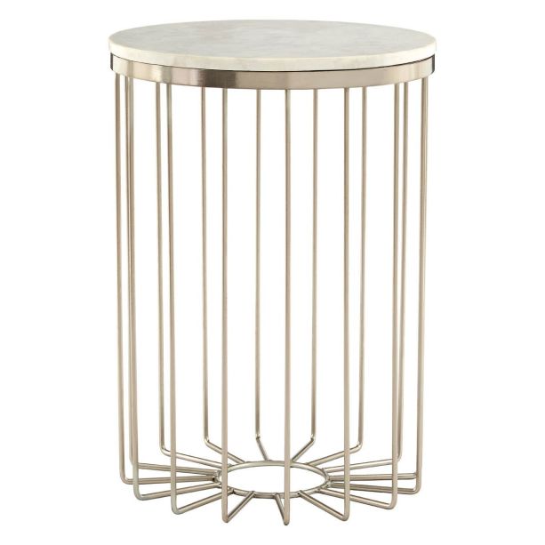 Templexa White Marble Cage Design Iron Table by Prestige Designs | Style Our Home