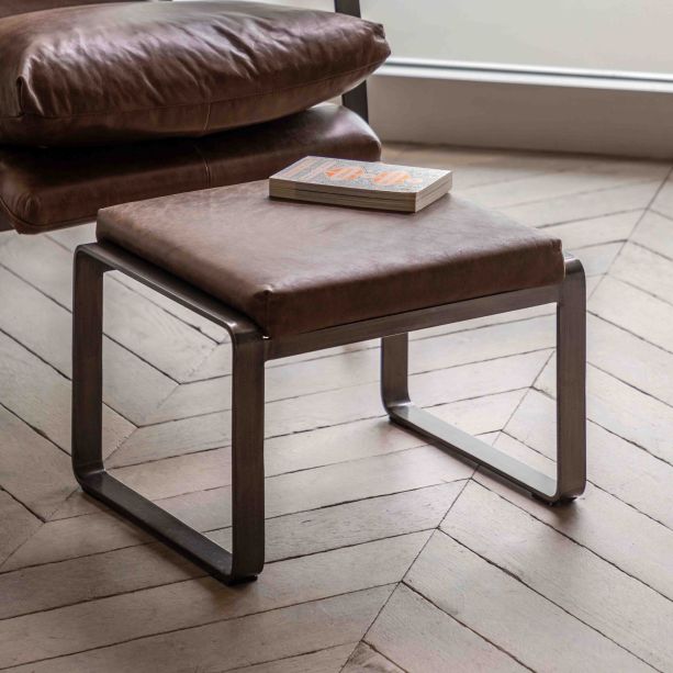 Fabaro Footstool Brown Leather by Gallery Living | Style Our Home