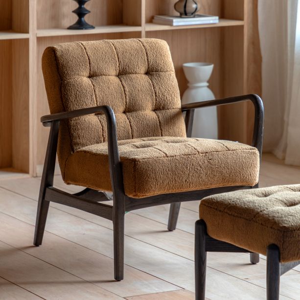 Humberto Armchair Ochre Faux Sheepskin by Gallery Living | Style Our Home