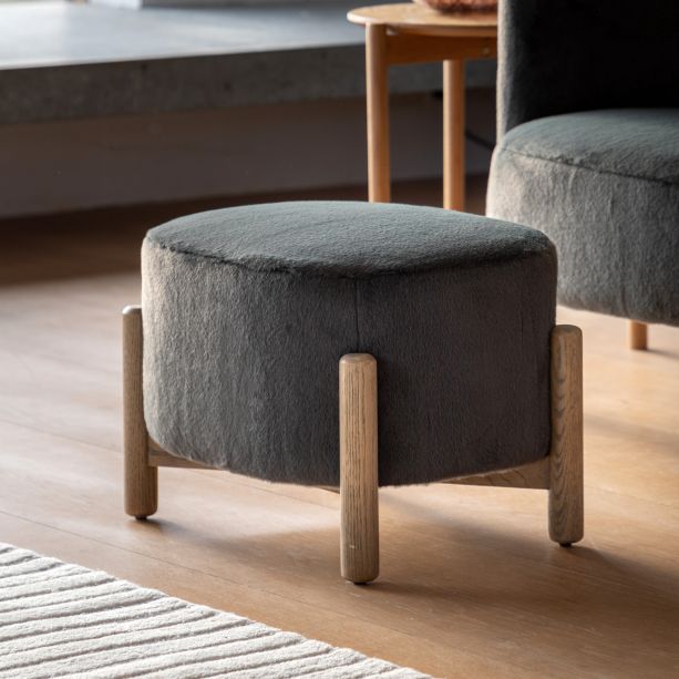 Tindaro Footstool Alaska Graphite by Gallery Living | Style Our Home