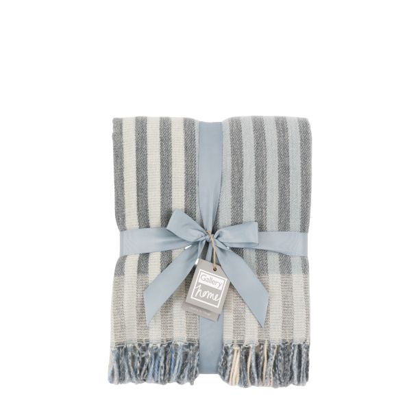 Lillano Jacquard Stripe Throw Blue