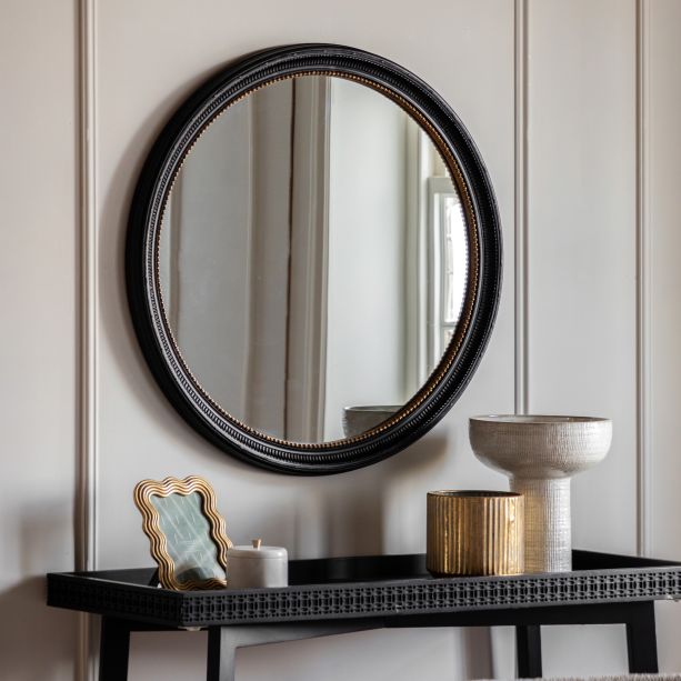Pisano Round Mirror Black by Gallery Living | Style Our Home
