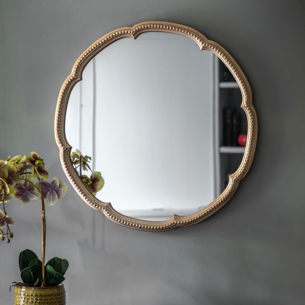 Florano Round Mirror Champagne by Gallery Living | Style Our Home
