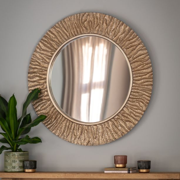 Falano Round Mirror Gold by Gallery Living | Style Our Home