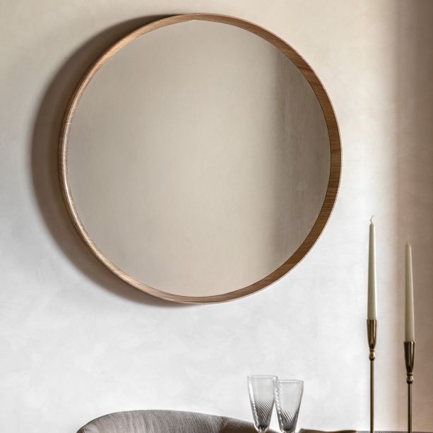 Cedano Round Mirror Oak by Gallery Living | Style Our Home
