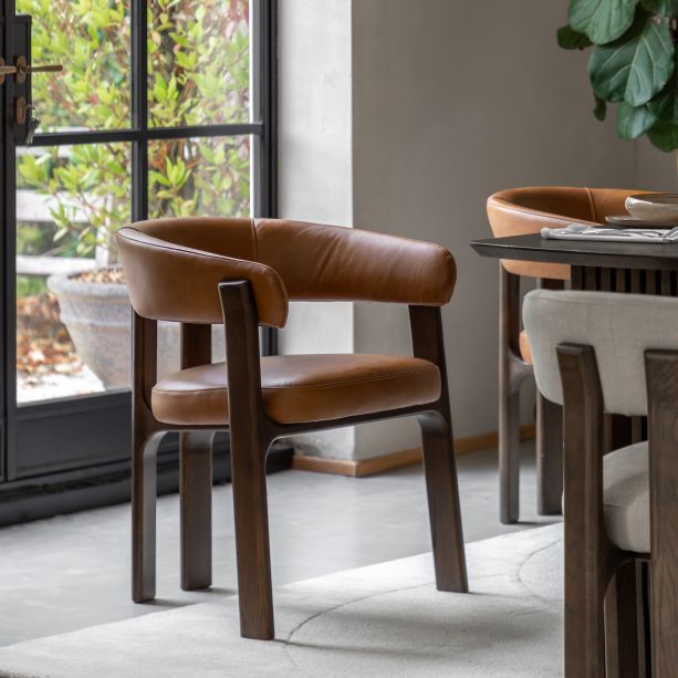 Ondaro Dining Chair Brown Leather by Gallery Living | Style Our Home