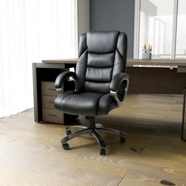 Hartwbrook Regent Executive Leather Faced Black Office Chair by Shankar | Style Our Home
