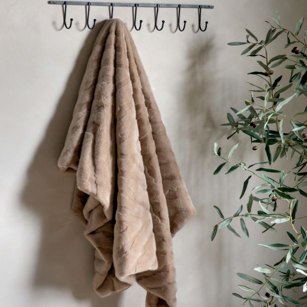 Chevronano Rabbit Faux Fur Throw Mink by Gallary Living | Style Our Home