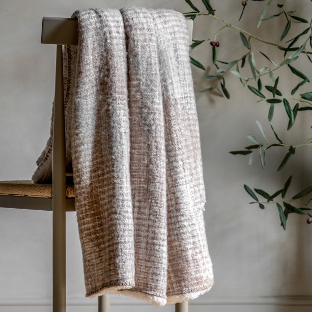 Wovenano Natural Faux Mohair Sherpa Throw by Gallary Living | Style Our Home