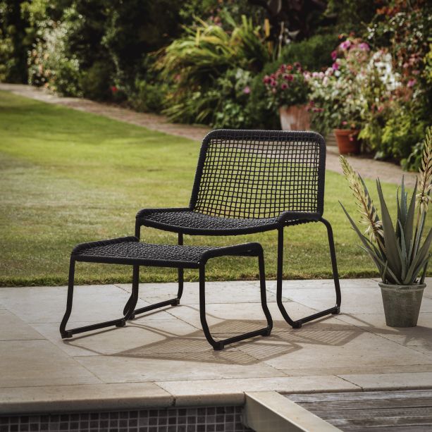Sassaro Lounge Chair with Footstool Black by Gallery Living | Style Our Home